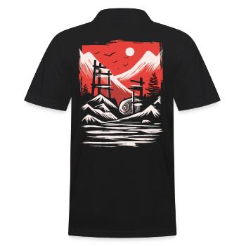 Le soleil rouge du Japon : le temple de la sardine - Polo Homme - noir - Dos - Kai (181cm)