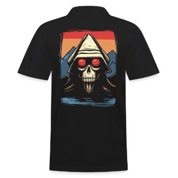 Soleil rouge japonais : Crâne de démon intérieur - Polo Homme - noir - Dos - Kai (181cm)