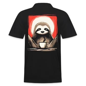 Japanese Red Sun Coffee Sloth - Men's Polo Shirt - black - Back - Kai (181cm)