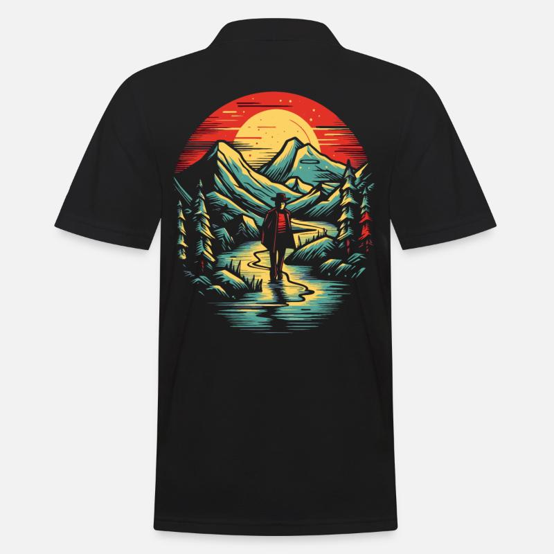 Der einsame Wanderer - Männer Poloshirt - Schwarz