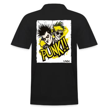 Cooles Cartoon über Punkmusik, Du Punk! - Männer Poloshirt - Schwarz - Hinten - Kai (181cm)
