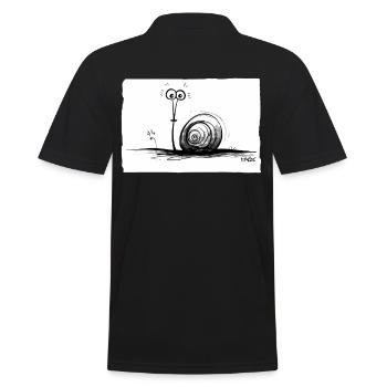 Funny Cute Pencil Snail - Men's Polo Shirt - black - Back - Kai (181cm)