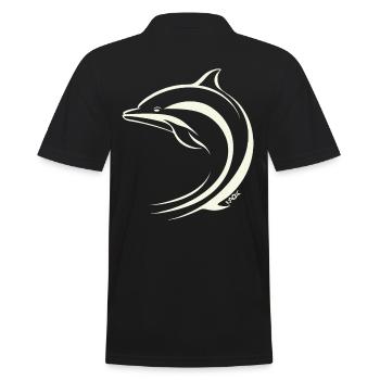 Minimal Dolphin - Men's Polo Shirt - black - Back - Kai (181cm)