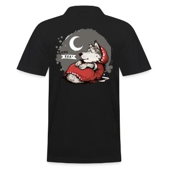 Sleeping Big Bad Wolf: Grandma Moon and Stars - Men's Polo Shirt - black - Back - Kai (181cm)