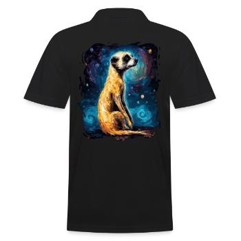 The sky is starry and a meerkat - Men's Polo Shirt - black - Back - Kai (181cm)