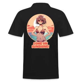 "Komm schon", sagt das Sonnen-Mädchen - Männer Poloshirt - Schwarz - Hinten - Kai (181cm)