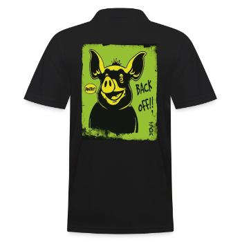 Funny Pig: Go away, get away - Men's Polo Shirt - black - Back - Kai (181cm)