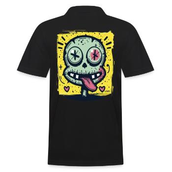 Hearts and a naughty crazy freak - Men's Polo Shirt - black - Back - Kai (181cm)