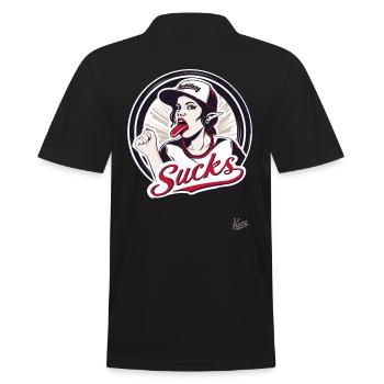 Baseball-Maskottchen-Mädchen: Ausbildung nervt - Männer Poloshirt - Schwarz - Hinten - Kai (181cm)