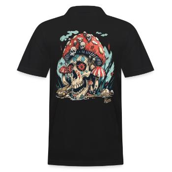 Forest of Horrible Skull Skull Mushrooms - Men's Polo Shirt - black - Back - Kai (181cm)