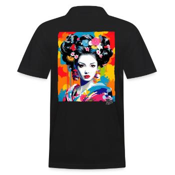 Fantastique Geisha japonaise colorée - Polo Homme - noir - Dos - Kai (181cm)