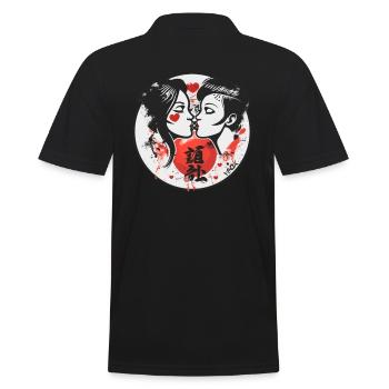 Liebe der Herzen und Liebende - Männer Poloshirt - Schwarz - Hinten - Kai (181cm)