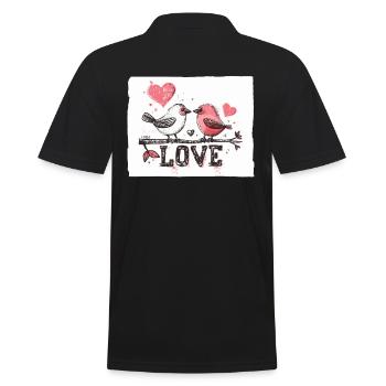 Deux oiseaux aimants, amour d’oiseau - Polo Homme - noir - Dos - Kai (181cm)