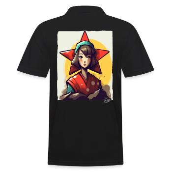 Traditional Japan: Edo Times, Girls and Star - Men's Polo Shirt - black - Back - Kai (181cm)