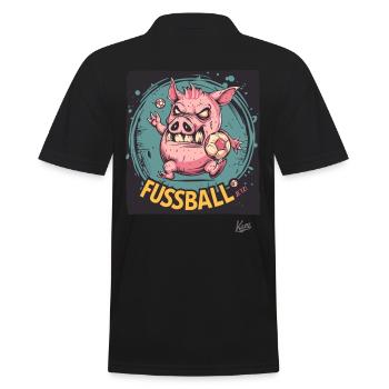 Fußball-Schwein: Wir wollen Fußball jetzt - Männer Poloshirt - Schwarz - Hinten - Kai (181cm)