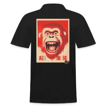 Angry happy crazy japanese monkey - Men's Polo Shirt - black - Back - Kai (181cm)