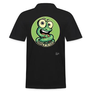 Funny Rookie of the Year: Cartoon Worm - Men's Polo Shirt - black - Back - Kai (181cm)