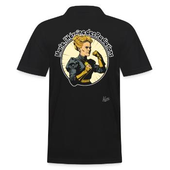 Marie - Die Heldin der Strahlung - Männer Poloshirt - Schwarz - Hinten - Kai (181cm)