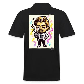 Kleiner Leonardo: Gentleman mit Pfeife - Männer Poloshirt - Schwarz - Hinten - Kai (181cm)