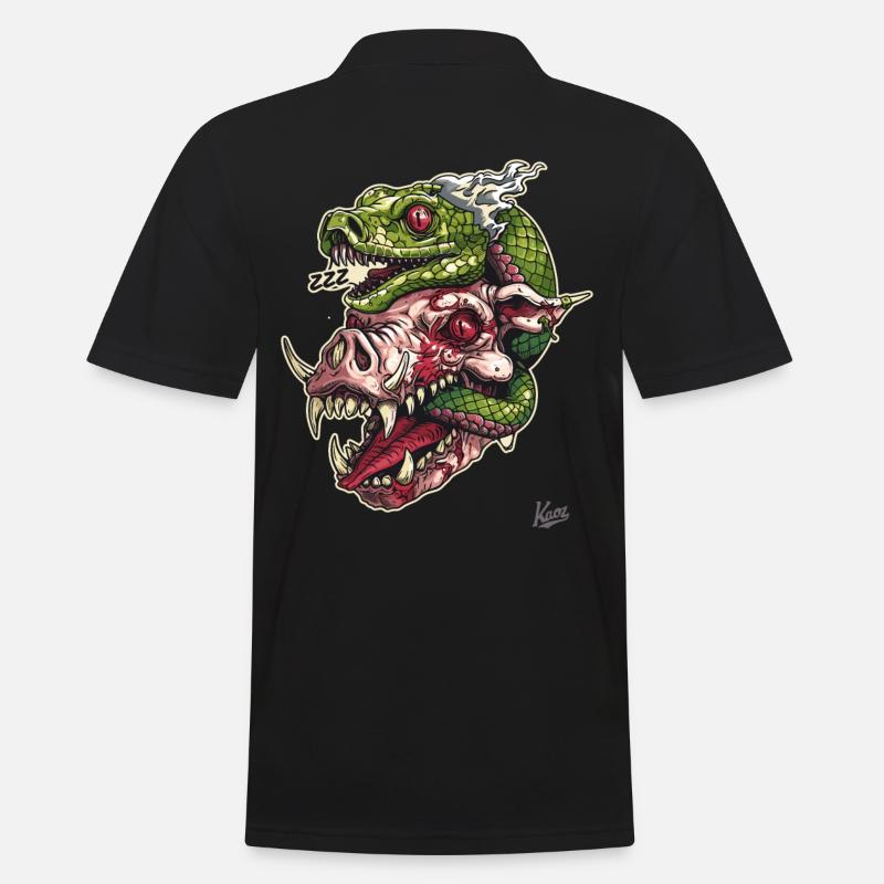 Zombie Pig Head Snake Skull - Men's Polo Shirt - black
