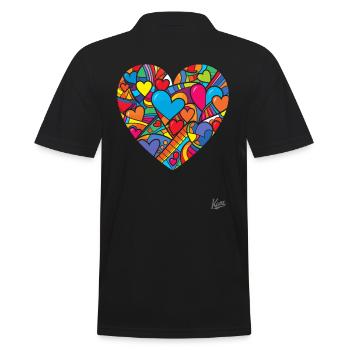 Herzen im Herz: Liebe hoch zehn - Männer Poloshirt - Schwarz - Hinten - Kai (181cm)
