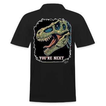 Super Aggressiver Rex Dinosaurier: Du bist Nächste - Männer Poloshirt - Schwarz - Hinten - Kai (181cm)