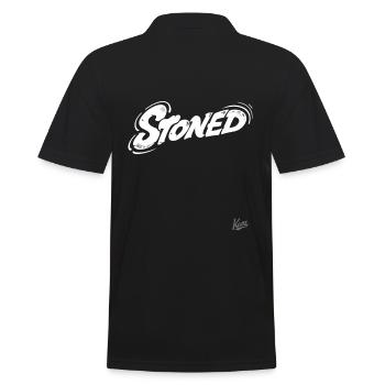 Stoned Style: Klamotten für Kiffer - Männer Poloshirt - Schwarz - Hinten - Kai (181cm)