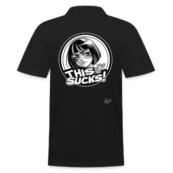 Japanese cartoon girl says: That's annoying! - Men's Polo Shirt - black - Back - Kai (181cm)