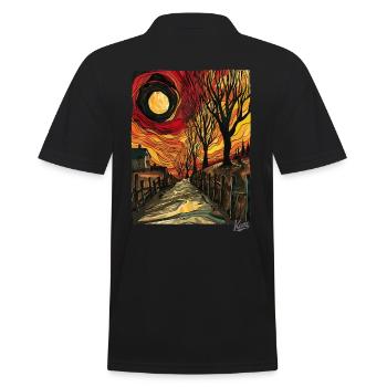 Gemälde eines Feldwegs mit Sonne - Männer Poloshirt - Schwarz - Hinten - Kai (181cm)