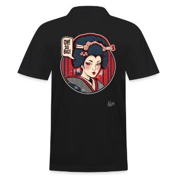 Funny Cartoon Geisha : Oh So Big ! - Polo Homme - noir - Dos - Kai (181cm)