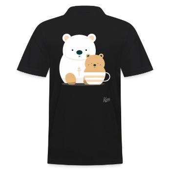 Big Bear and Little Bear in a Coffee Cup - Men's Polo Shirt - black - Back - Kai (181cm)