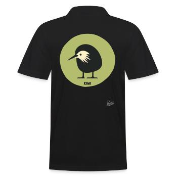 Abstrakt komischer Kiwi Vogel - Männer Poloshirt - Schwarz - Hinten - Kai (181cm)