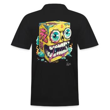 Japanischer Wütender Gelber Schwamm-Totenkopf - Männer Poloshirt - Schwarz - Hinten - Kai (181cm)