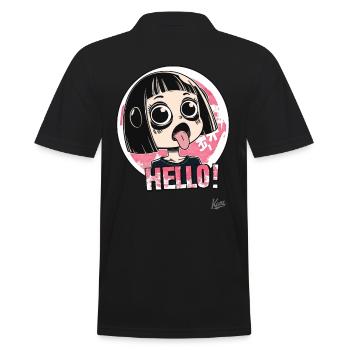 Une vilaine fille japonaise dit bonjour - Polo Homme - noir - Dos - Kai (181cm)