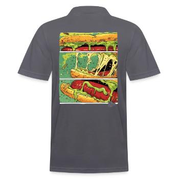 Planches BD : Saucisse monstre au fromage dans un petit pain - Polo Homme - charbon - Dos - Nico (186cm)