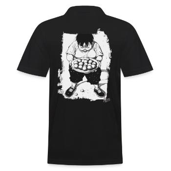 Garçon japonais avec un bol de boulettes de riz - Polo Homme - noir - Dos - Kai (181cm)