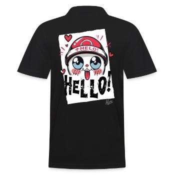 Japanese cartoon cat: So cute, hello! - Men's Polo Shirt - black - Back - Kai (181cm)