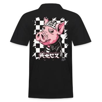 Rocker japonais : Cochon Bosozoku - Polo Homme - noir - Dos - Kai (181cm)