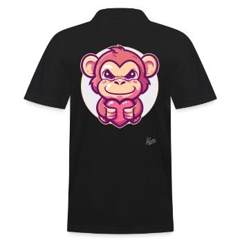 Süßer Affe mit Herz und Liebe - Männer Poloshirt - Schwarz - Hinten - Kai (181cm)