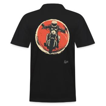 Motard rétro vintage old-school - Polo Homme - noir - Dos - Kai (181cm)