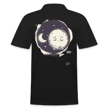 Kleiner süßer Mond schläft - Männer Poloshirt - Schwarz - Hinten - Kai (181cm)