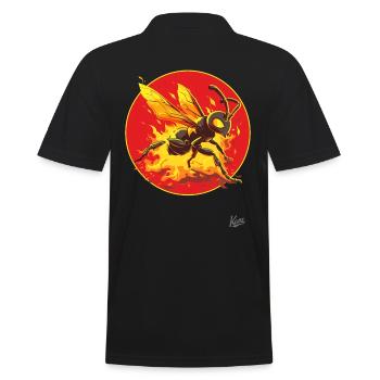 Brennende fliegende Ameise - Männer Poloshirt - Schwarz - Hinten - Kai (181cm)