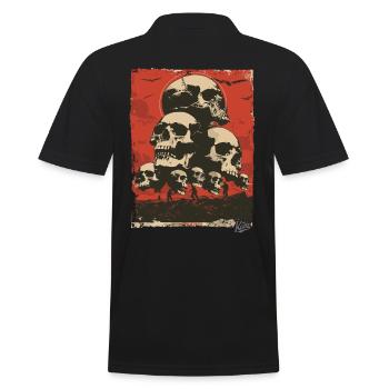 Propaganda-Stil – Ein Berg aus Totenköpfen - Männer Poloshirt - Schwarz - Hinten - Kai (181cm)