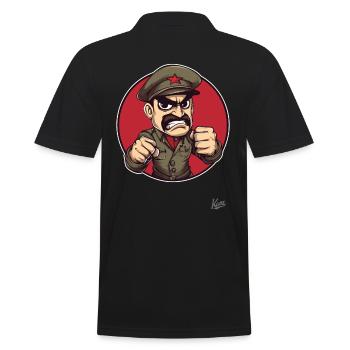 Kommunistischer Soldat-General Kapitalismus - Männer Poloshirt - Schwarz - Hinten - Kai (181cm)