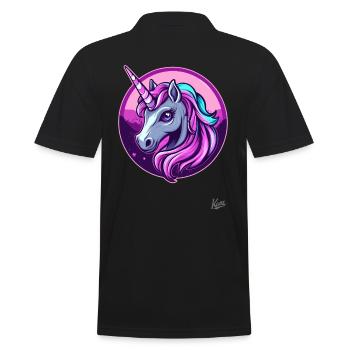 Süßes und cooles Einhorn - Männer Poloshirt - Schwarz - Hinten - Kai (181cm)