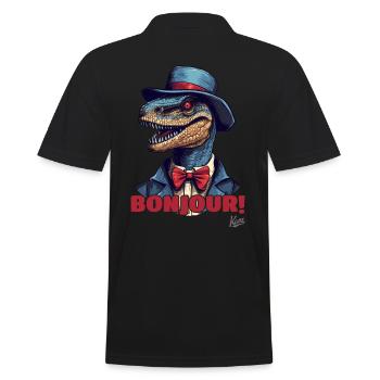 Hello and Bonjour, refined Raptor gentleman - Men's Polo Shirt - black - Back - Kai (181cm)