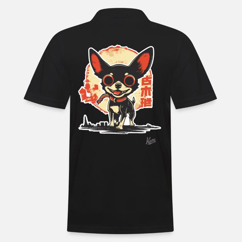 Fou heureux, mignon petit chien - Polo Homme - noir