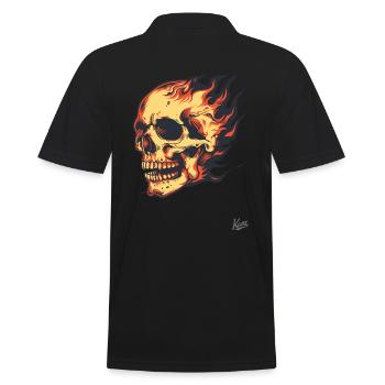 Brennender Totenkopf - Männer Poloshirt - Schwarz - Hinten - Kai (181cm)