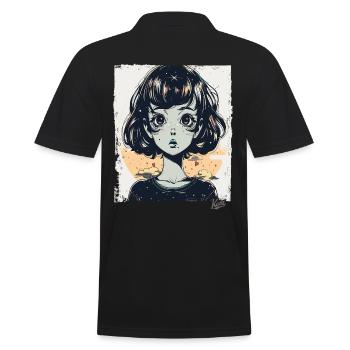 The cartoon girl with visions - Men's Polo Shirt - black - Back - Kai (181cm)