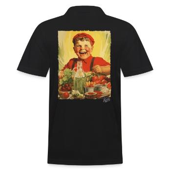 Propagande vintage : un garçon mange des aliments sains - Polo Homme - noir - Dos - Kai (181cm)